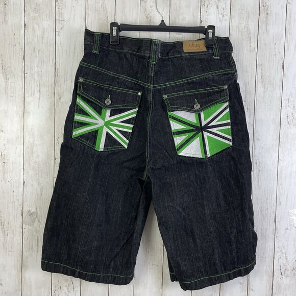 Vintage Ubug Jean Shorts Mens 36 Denim Embroidered Baggy Relaxed Fit Y2K - Picture 1 of 8